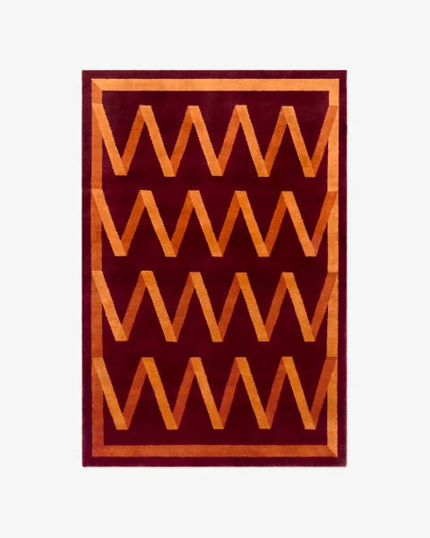 Hand Knotted , Hand Tufted Folding Ribbon – Burgundy Rug