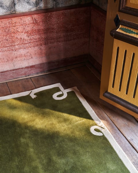 Hand Loom , Hand Tufted Loops – Green Rug