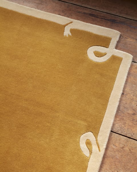 Hand loom , Hand Tufted Loops – Yellow Rug