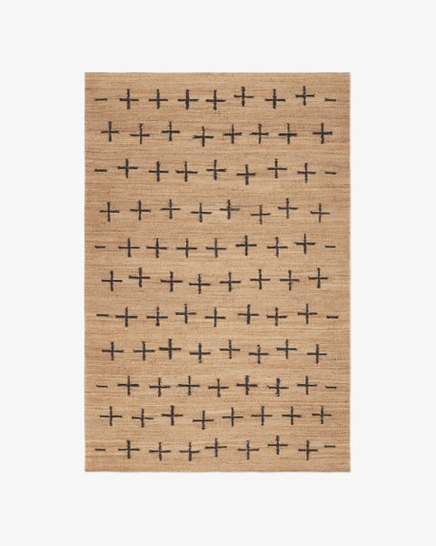 Hand Loom , Hand Tufted Jute Cross – Black Rug