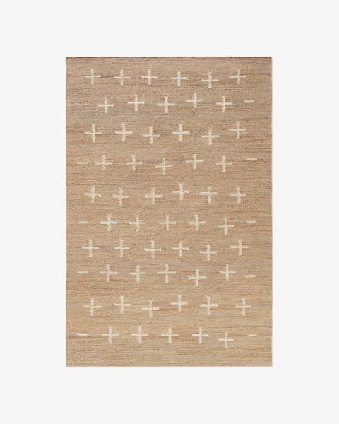 Hand loom , Hand Tufted Jute Cross – Cream Rug