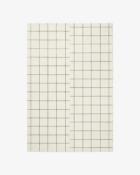 Hand Loom , Hand Tufted Grid – Dusty White/Black