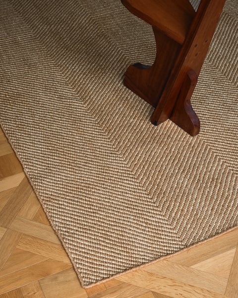 Hand Knotted , Hand Tuffted Jute Herringbone – Natural/Cream