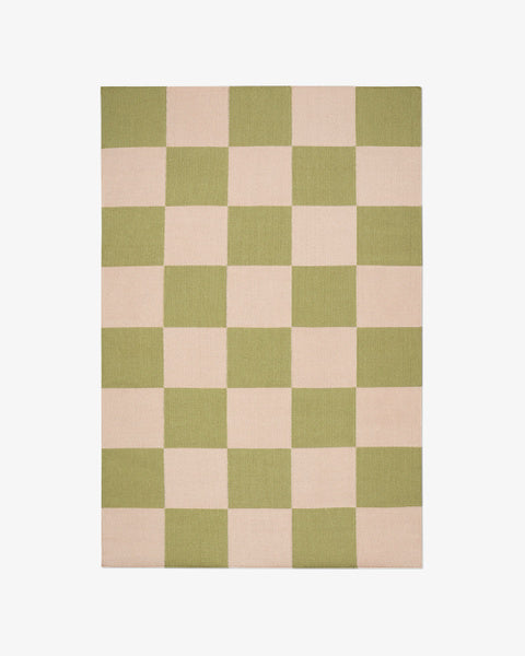 Hand loom , Hand Tufted Square – Green/Pink Rug