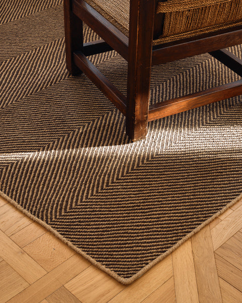 Hand Loom , Hand Tuffted Jute Herringbone – Natural/Brown Rug