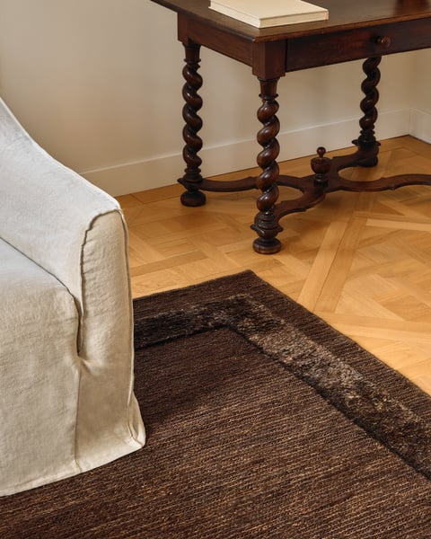 Hand Knotted , Hand Tuffted Natural Dark Brown  Rug